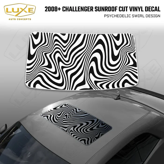 2008+ Challenger Sunroof Cut Vinyl Decal – Psychedelic Swirl Design