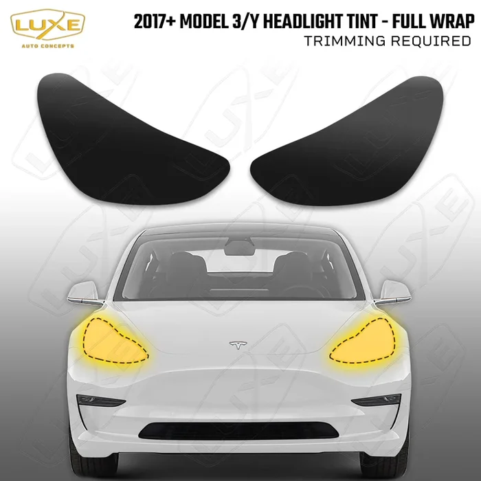 2017+ Model 3, Model Y Headlight Tint – Full Wrap