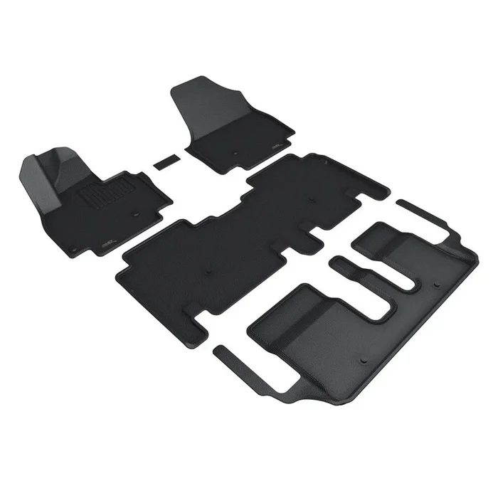 3D MAXpider Floor Mats Kia EV9 7 Seat (2024) All-Weather Kagu Series Black – Front / Second / Third Row