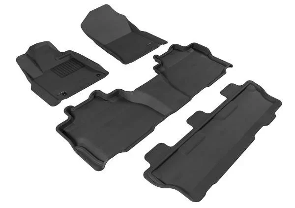 3D MAXpider Floor Mats Toyota Sequoia 2nd Gen (12-21) All-Weather Kagu Series Black – Front / Second / Third Row