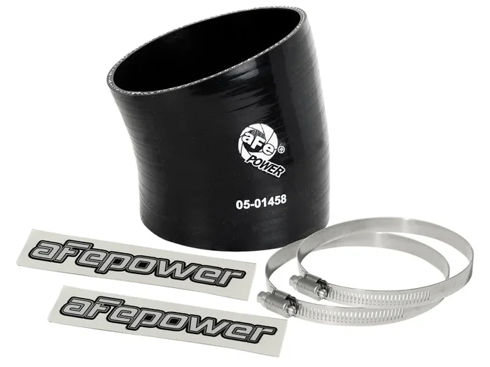afe Magnum FORCE Intake Coupling Kit (3-1/2IN ID to 3-1/4 IN ID x 15 Deg.) Elbow Coupler – Black