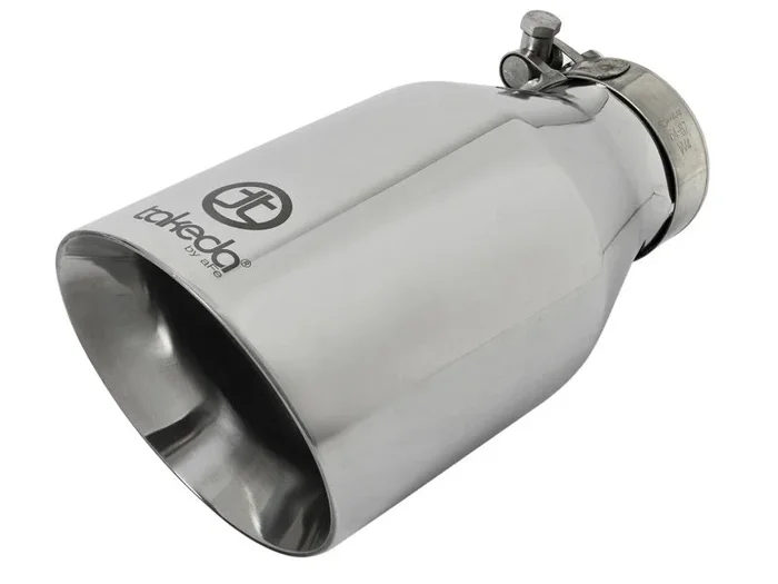 aFe Takeda 304 Stainless Steel Clamp-On Exhaust Tip 2.5in. Inlet / 4.5in. Outlet / 9in. L – Polished
