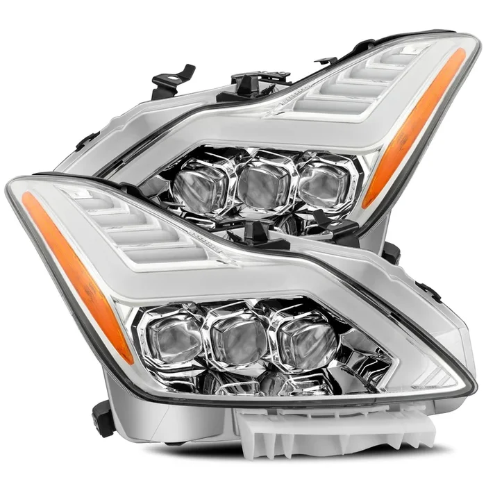 AlphaRex Projector Headlights Infiniti G37 Coupe (08-13 w/o AFS System) Nova Series – LED DRL Light Black / Chrome