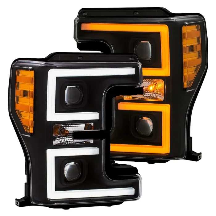 Anzo Projector Headlights Ford F250 F350 F450 F550 Super Duty (17-19) Plank Style LED Halo & Switchback Turn Signals