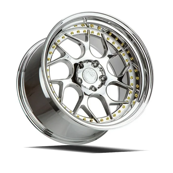 AodHan Wheels DS01 Vacuum Chrome w/ Gold Rivets 19×9.5 | 5×114.3 (DS119955114322VC)