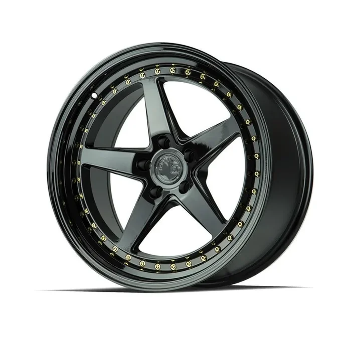 AodHan Wheels DS05 Gloss Black w/ Gold Rivets 18×10.5 | 5×114.3 (DS518105511415GB)