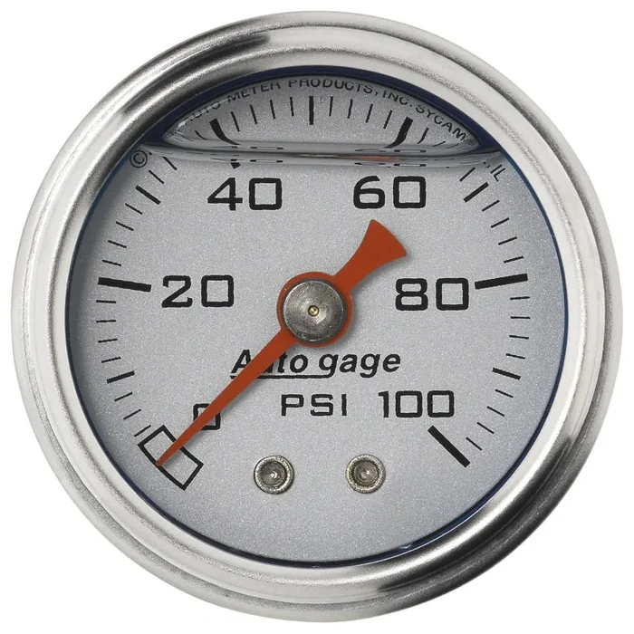 Autometer AutoGage 1.5in Liquid Filled Mechanical 0-100 PSI Fuel Pressure Gauge – Silver