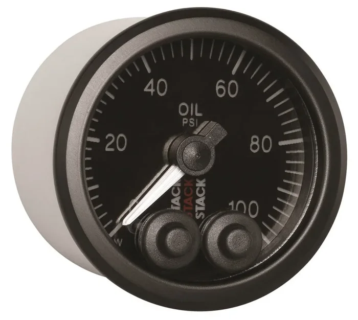 Autometer Stack Instruments Pro Control 52mm 0-100 PSI Oil Pressure Gauge – Black (1/8in NPTF Male)
