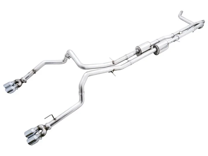 AWE Tuning 22-23 GMC Sierra 1500 AT4X 6.2L 0FG Catback Split Dual (Flat Bumper) – Chrome Silver Tips