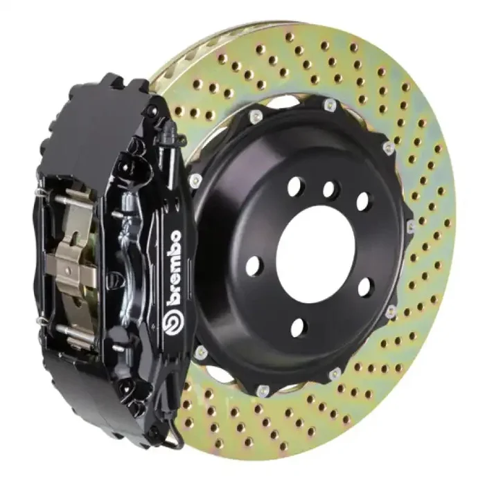 Brembo 00-02 S4/06-08 A4 Front GT BBK 4 Piston Cast 2pc 332×32 2pc Rotor Drilled-Black