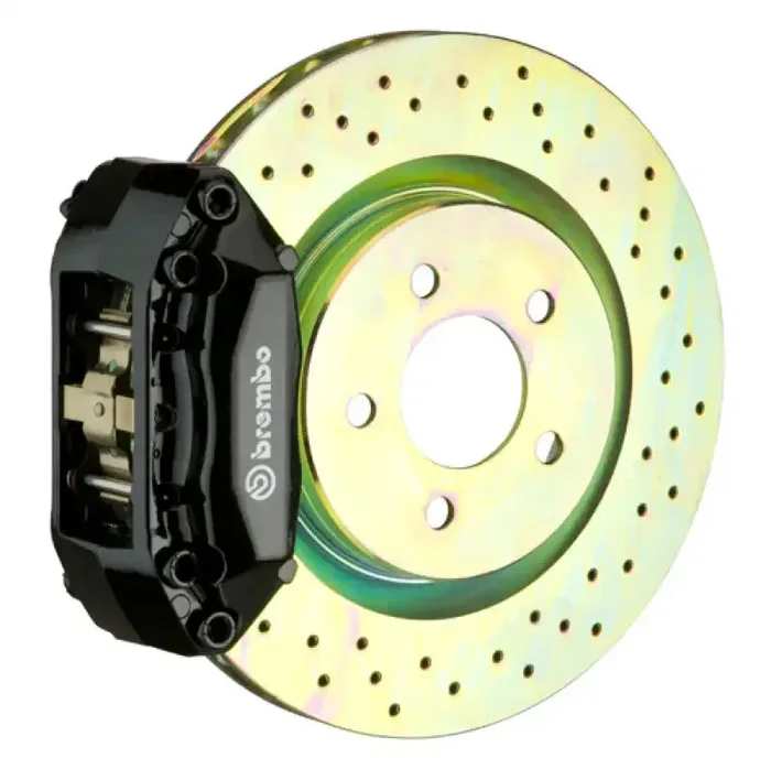 Brembo 05-10 Jetta (Mk5) Front GT BBK 4 Piston Cast 2pc 330×28 1pc Rotor Drilled-Black