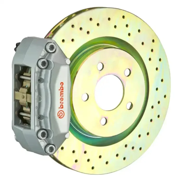 Brembo 05-10 Jetta (Mk5) Front GT BBK 4 Piston Cast 2pc 330×28 1pc Rotor Drilled-Silver