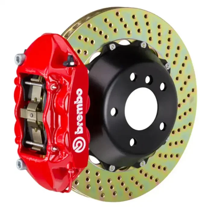 Brembo 05-11 G55/12-18 G63/G65 AMG Rear GT BBK 4 Piston Cast 380×28 2pc Rotor Drilled-Red