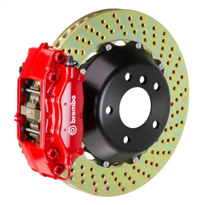 Brembo 05-11 SLK55 AMG/06-09 CLK63 AMG Rr GT BBK 4 Pist Cast 2pc 345×28 2pc Rotor Drilled-Red
