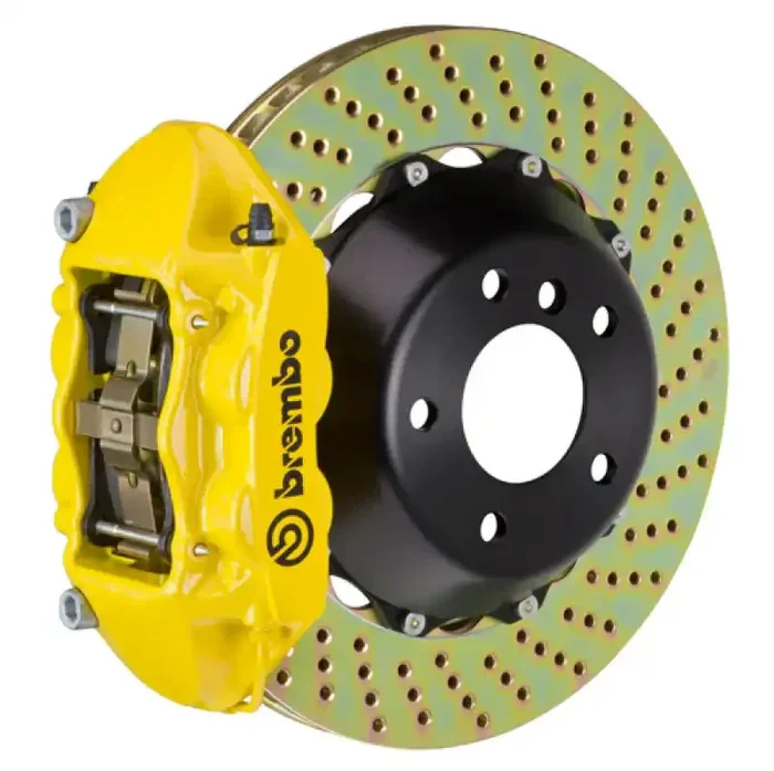 Brembo 06-12 325xi/328xi Front GT BBK 4 Piston Cast 365×29 2pc Rotor Drilled- Yellow