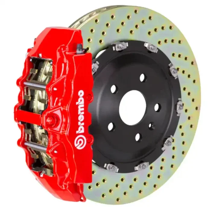 Brembo 06-13 S350 Front GT BBK 8 Piston Cast 380×34 2pc Rotor Drilled-Red