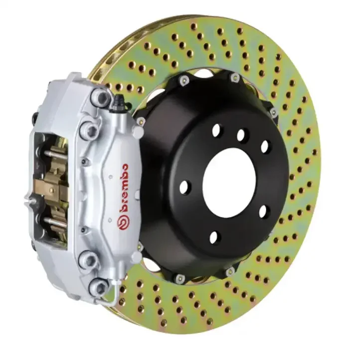 Brembo 06 330i Rear GT BBK 4 Piston Cast 345×28 2pc Rotor Drilled-Silver