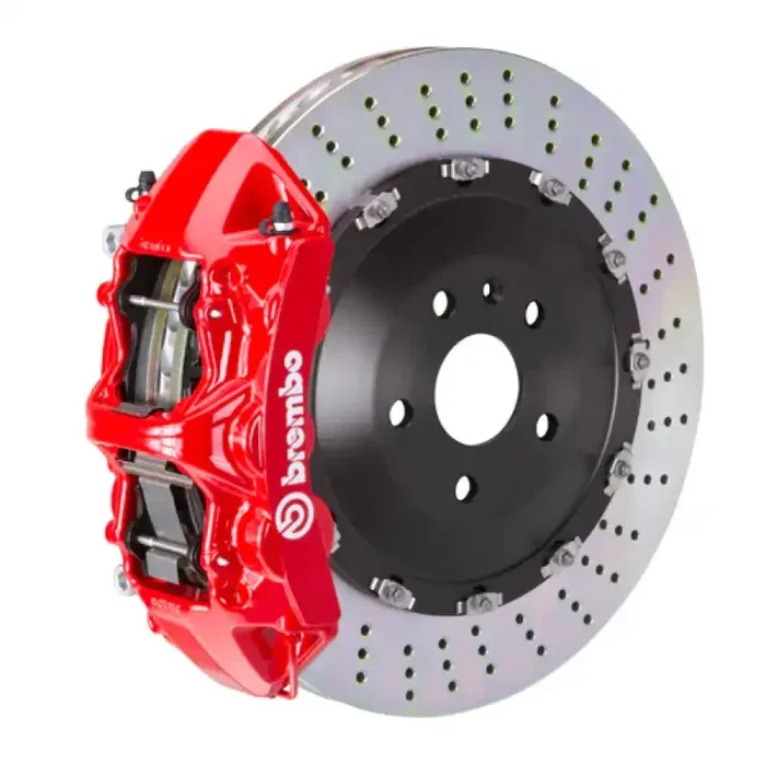 Brembo 07-13 X5 Front GT BBK 6 Piston Cast 405×34 2pc Rotor Drilled-Red