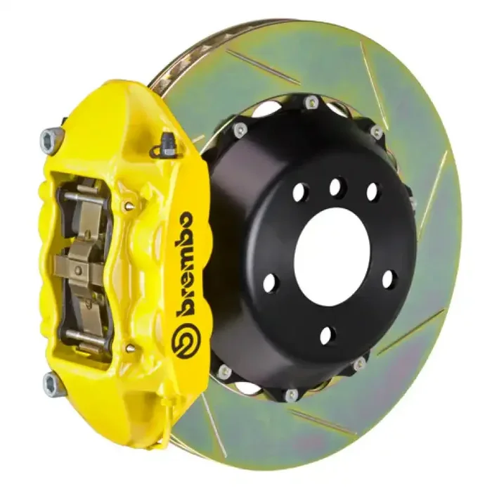 Brembo 08-13 135i (E81/E82/E88) Rear GT BBK 4 Piston Cast 345×28 2pc Rotor Slotted Type-1- Yellow