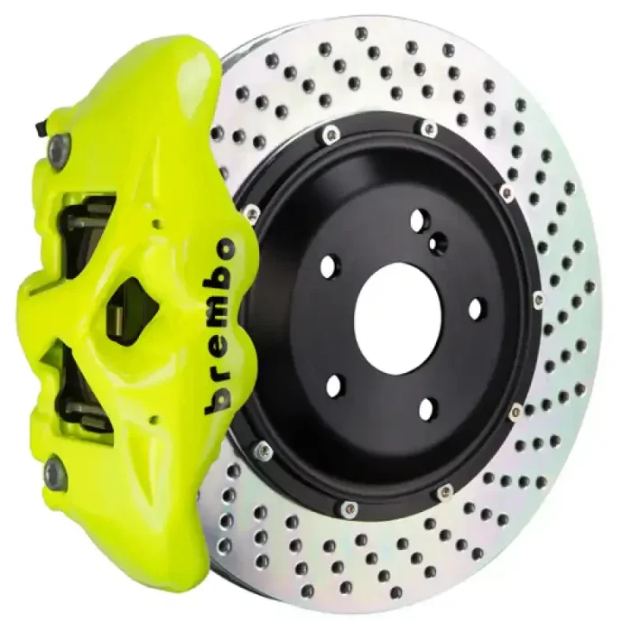 Brembo 08-15 Land Cruiser/LX570 Rear GT BBK 4 Piston Cast 380×28 2pc Rotor Drilled- Fluo. Yellow