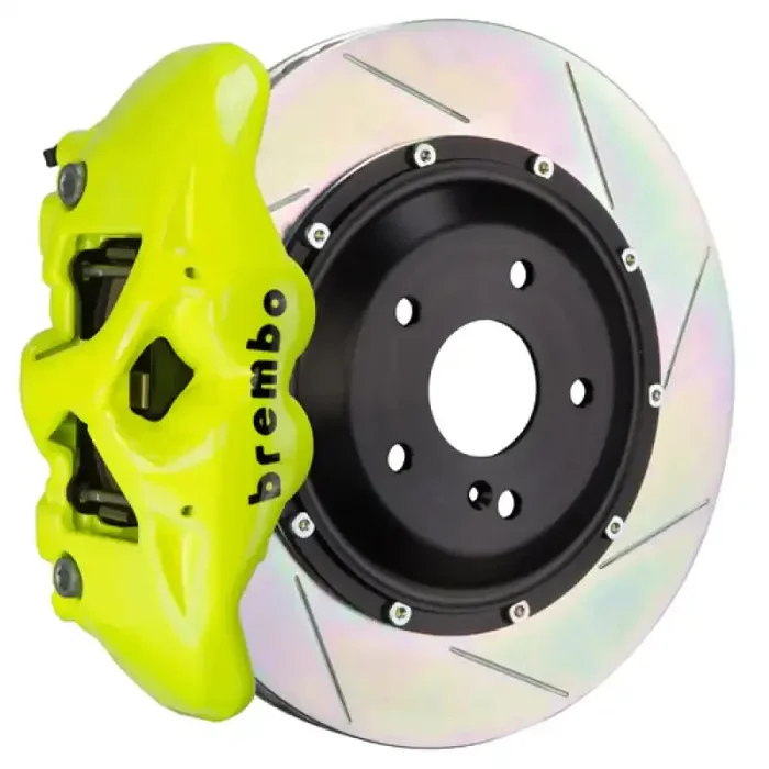 Brembo 11-18 Cayenne/S/GTS Rear GT BBK 4 Piston Cast 380×28 2pc Rotor Slotted Type1 – Fluo. Yellow