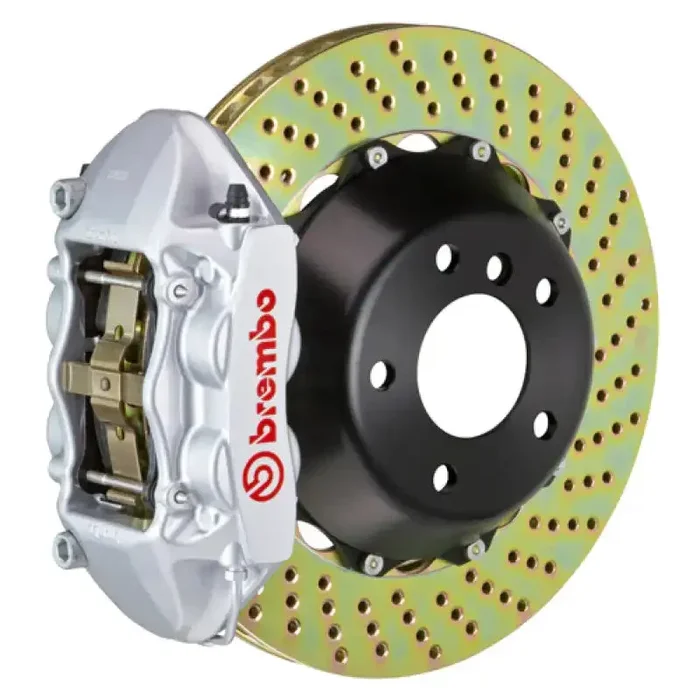 Brembo 11-18 Cayenne Turbo Rear GT BBK 4 Piston Cast 380×28 2pc Rotor Drilled-Silver