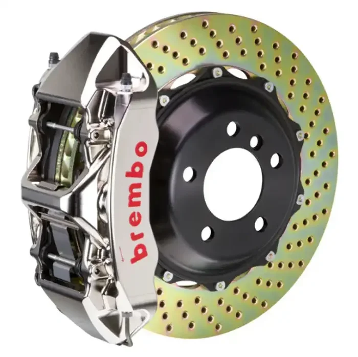 Brembo 12-14 328i M-Sport Brakes (Excl xDrive) Fr GTR BBK 6Pist Billet 380×32 2pc Rtr Drill-Nickel