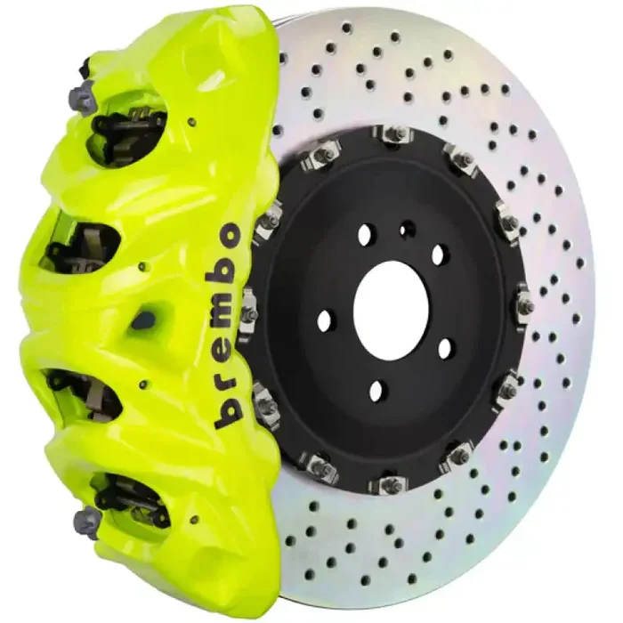 Brembo 17-20 Civic Si Sedan Front GT BBK 4 Piston Cast 345×28 2pc Rotor Drilled- Fluo. Yellow