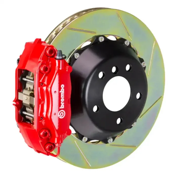 Brembo 97-04 986 Boxster Rear GT BBK 4 Piston Cast 345×28 2pc Rotor Slotted Type-1-Red