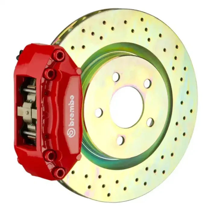 Brembo 99-06 TT (8N) Front GT BBK 4 Piston Cast 2pc 323×28 1pc Rotor Drilled-Red