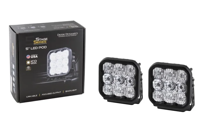 Diode Dynamics SS5 LED Pod Sport White Spot – Pair | Universal (DD6768P)