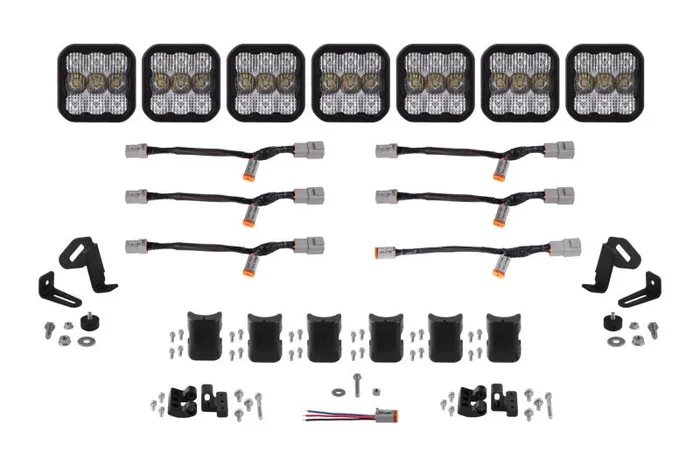 Diode Dynamics SS5 Pro Universal CrossLink 7-Pod Lightbar – White Combo