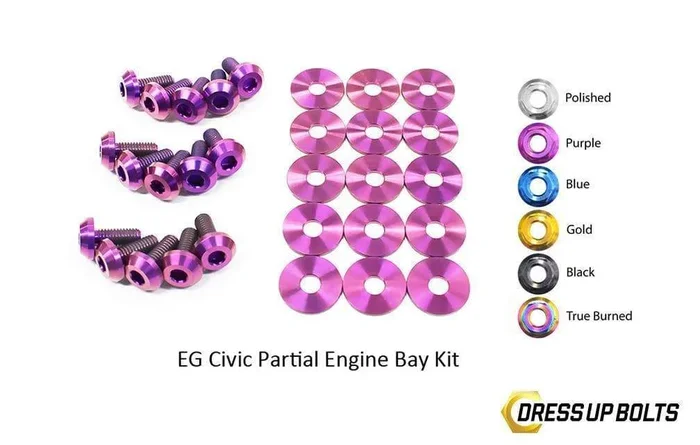 Dress Up Bolts Titanium Partial Engine Bay Kit | 1992-1995 Honda Civic EG (HON-022-Ti)