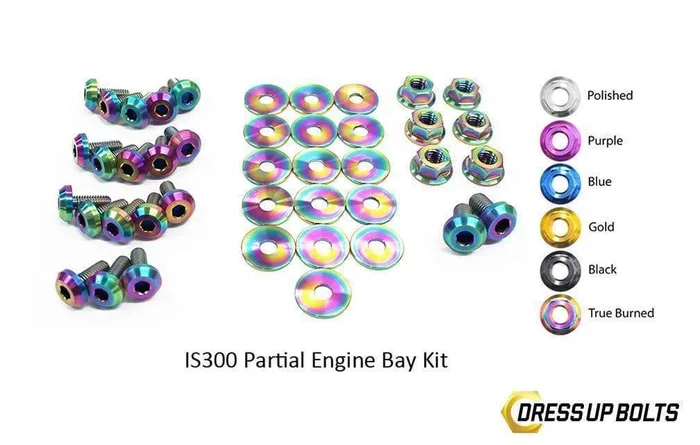 Dress Up Bolts Titanium Partial Engine Bay Kit | 1998-2005 Lexus IS300 SXE/JCE/GXE (TOY-004-Ti)
