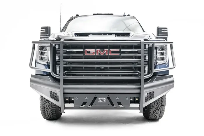 Fab Fours GM20-Q5060-1 – Black Steel Front Bumper w/Full Grill Guard