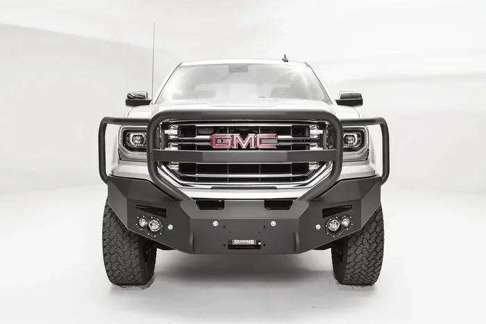 Fab Fours GS16-F3950-B – Premium Winch Front Bumper Uncoated/Paintable w/Full Guard w/Sensors [AWSL]