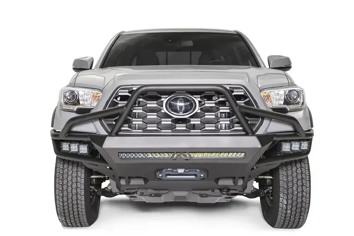 Fab Fours TB16-03-B – Winch Front Bumper w/High Pre-Runner Guard Bare Steel