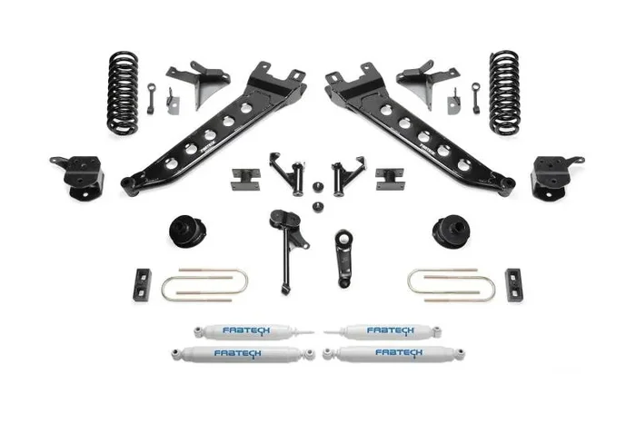 Fabtech 13-18 Ram 3500 4WD 7in Radius Arm Kit w/Perf Shks