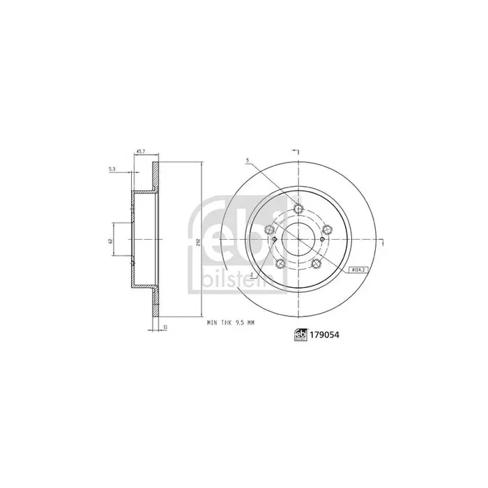 Febi Bilstein 179054 Brake Disc for Toyota C-Hr (Ax10)