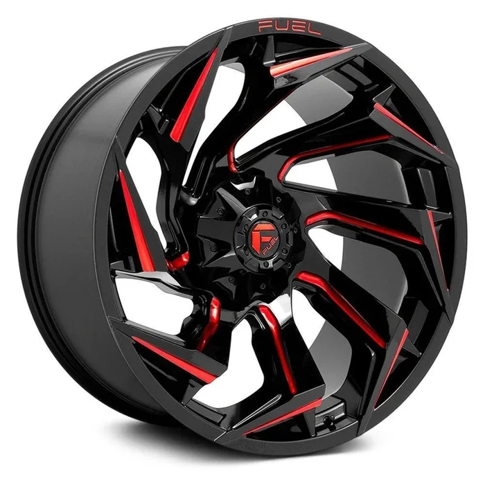 Fuel Reaction 1PC Wheels (22×12 8×180 ET -44) Gloss Black Milled / Candy Red / Gloss Black w/ Red Tint