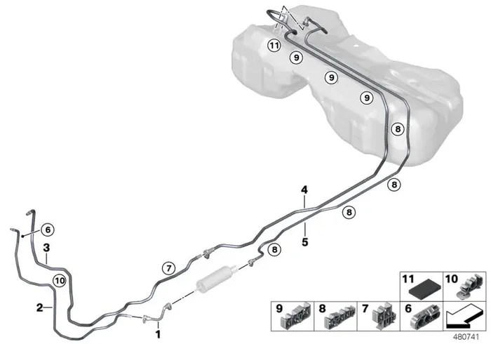 Genuine BMW 16127386652 G30 G11 Front Fuel Feed Line (Inc. 520dX, 730LdX & 725Ld)