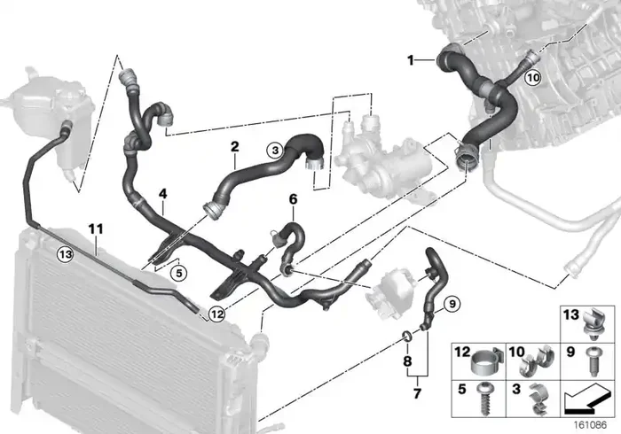 Genuine BMW 17127566024 E82 E81 E87 Hose From Engine To Radiator, Top (Inc. 118i, 116i 2.0 & 120i)