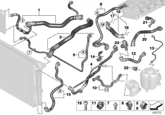 Genuine BMW 17128653612 G29 Hose, Remote, Coolant Radiator (Inc. Z4 30i & Z4 M40i)