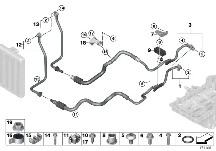 Genuine BMW 17227576400 E71 E70 Bracket, Oil Cooler Line (Inc. X6 50iX & X5)