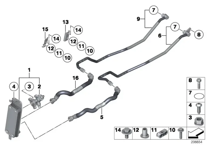 Genuine BMW 17227590904 Transmission Oil Cooler Line, Return (Inc. 760i, 760LiS & 760Li)