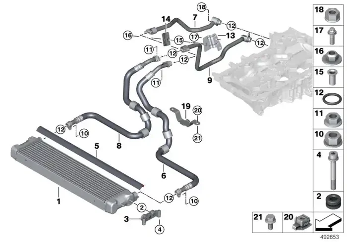 Genuine BMW 17228092204 F90 Bracket For Engine Oil Cooler Line (Inc. M5)