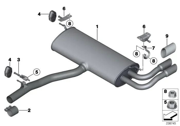Genuine BMW 18307646018 F25 Rear Muffler With Exhaust Flap (Inc. X3 28iX)