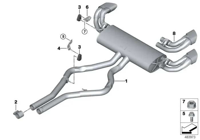 Genuine BMW 18307646111 E71 Rear Muffler With Exhaust Flap (Inc. X6 50iX)