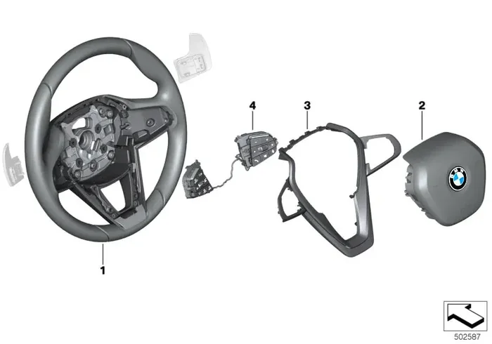Genuine BMW 32307949702 G07 G05 G06 Sprt St. Wheel, Leather, Shift Paddles NIGHT BLUE (Inc. X7)