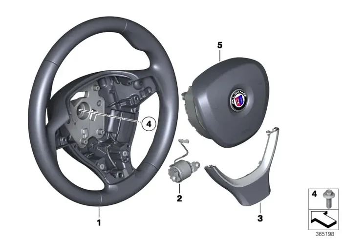 Genuine BMW 32307987501 Airbag Module, Driver‘s Side SCHWARZ (Inc. Alpina B6)
